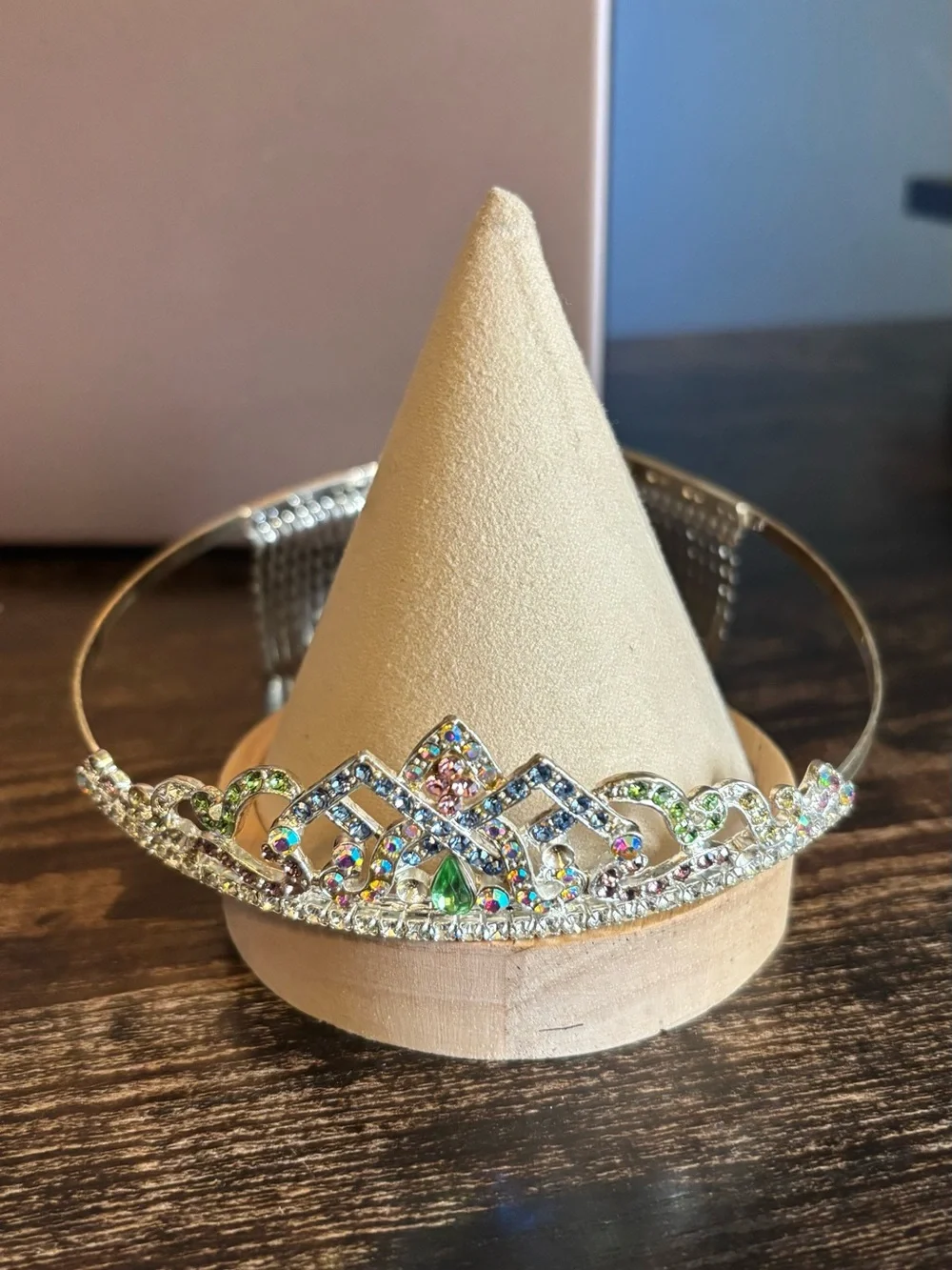Gold Tone Multicolored Rhinestone Tiara